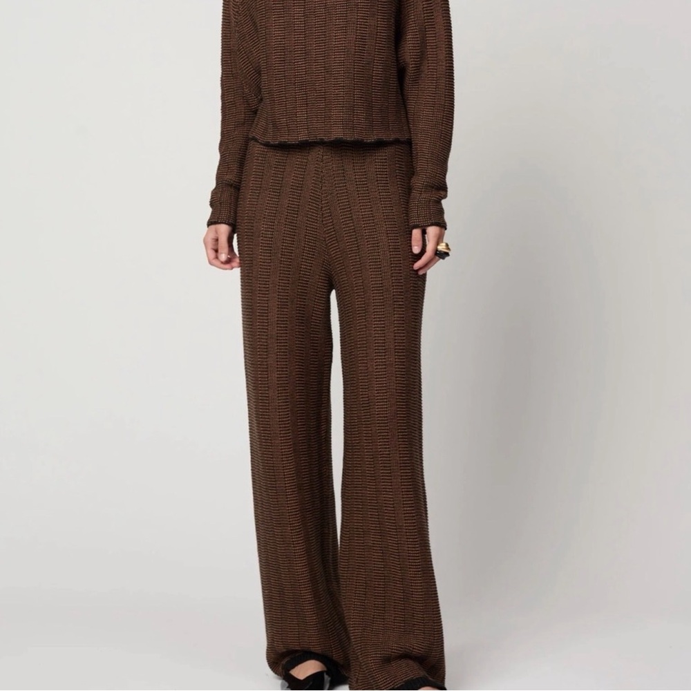 ATELIER DELPHINE AILI PANT IN CHECKERBOARD STITCH Black/Acorn